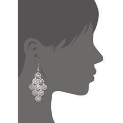 Boho Filigree Flower Motif Rhombus Shape Chandelier Tiered Dangle Statement Earrings