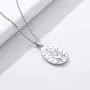 Nofade Silver Personalized Virgin Mary Necklace 925 Sterling Silver Religious Christian Jewelry Oval Medal Coin Pendant Necklace for Women Men