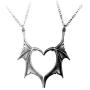 COLORFUL BLING 2 Pcs Wing Necklace Charm Matching Demon Dragon Wing Love Heart Pendant Necklace Couple Family Friendship Necklace Jewelry Gift for Women Men Lovers