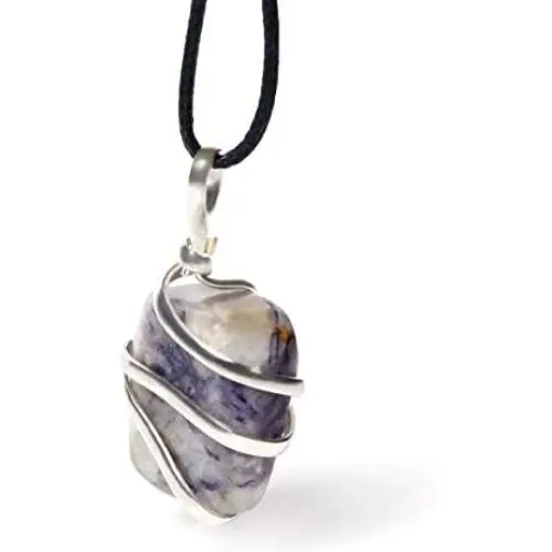 Charoite Pendant Wrapped Necklace – for Comfort Endurance Courage Support Loneliness Alienation Fear Compulsions - Authentic Stone on Adjustable Length Cord - Real Gemstone Chakra Healing Charm Charoite Pendant Wrapped Necklace – for Comfort Endurance Courage Support Loneliness Alienation Fear Compulsions - Authentic Stone on Adjustable Length Cord - Real Gemstone Chakra Healing Charm