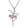 Lcbulu Little Girl Necklace Pink Ballerina Dance Pendant Necklace Jewelry Gifts for Little Girls 16 inches