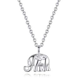 DESIMTION Good Luck Elephant Anchor Butterfly Necklace White Gold for Women Teen Girls with Message Card