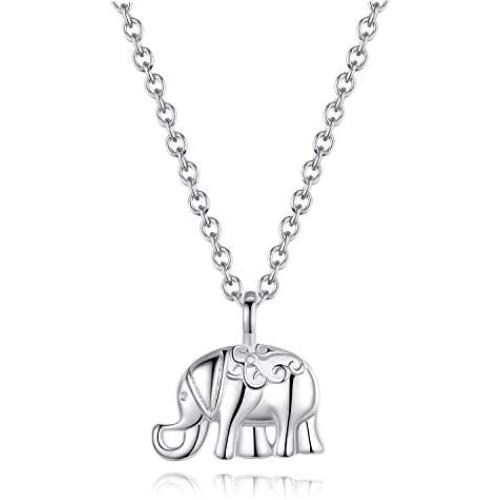 DESIMTION Good Luck Elephant Anchor Butterfly Necklace White Gold for Women Teen Girls with Message Card