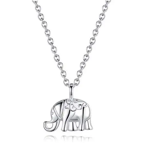 DESIMTION Good Luck Elephant Anchor Butterfly Necklace White Gold for Women Teen Girls with Message Card DESIMTION Good Luck Elephant Anchor Butterfly Necklace White Gold for Women Teen Girls with Message Card