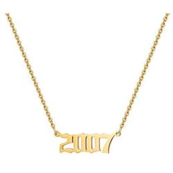 Joycuff Birth Year Number Necklaces Old English Necklace for Women Daughter Teen Girl Sister Personalized Christmas Birthday Jewelry 18K Real Gold Stainless Steel Pendant