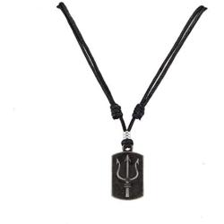 BlueRica Trident Dogtag Pendant on Adjustable Black Rope Cord Necklace