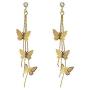 JMS18K Gold Plated Dainty Vivid Butterfly Tassel Earrings Silver Post CZ 3D butterfly Drop Dangle Earrings Fairy Earrings for Women Girls