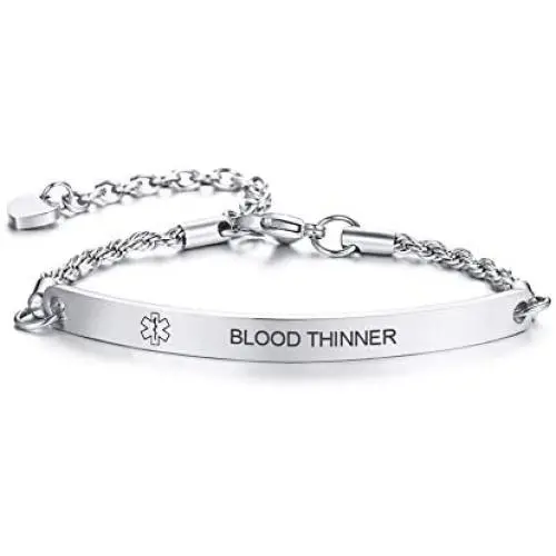 VNOX Free Custom Engraving Emergency Medical Alert ID Special Rope Chain Bracelets Women Girls,6.5-8.6 Inches VNOX Free Custom Engraving Emergency Medical Alert ID Special Rope Chain Bracelets Women Girls,6.5-8.6 Inches