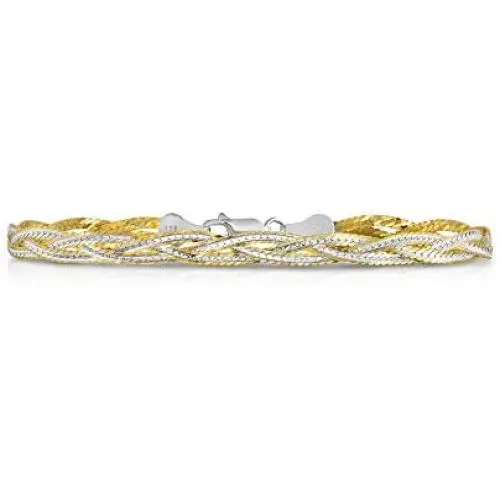 Verona Jewelers Sterling Silver Diamond Cut 3 Strand Row Herringbone Chain Bracelet and Necklace- 925 Braided Necklace and Bracelet, Braided Snake Chain Verona Jewelers Sterling Silver Diamond Cut 3 Strand Row Herringbone Chain Bracelet and Necklace- 925 Braided Necklace and Bracelet, Braided Snake Chain