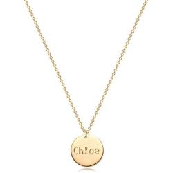 MYEARS Women Name Necklace Personalized Gold Coin Disc Round Medal Pendant Engraved 14K Gold Plated Dainty Chain Simple Custom Jewelry