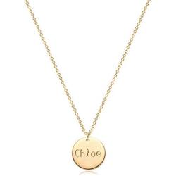 MYEARS Women Name Necklace Personalized Gold Coin Disc Round Medal Pendant Engraved 14K Gold Plated Dainty Chain Simple Custom Jewelry