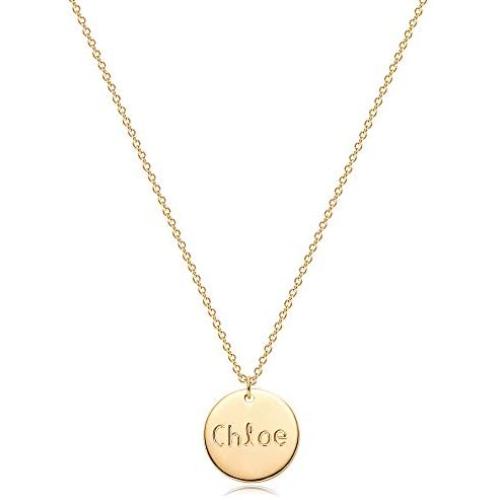MYEARS Women Name Necklace Personalized Gold Coin Disc Round Medal Pendant Engraved 14K Gold Plated Dainty Chain Simple Custom Jewelry