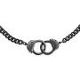 Biker Jewelry Working Lock Partners in Crime Black Handcuff Statement Necklace for Men for Women Black Or Silver Tone Stainless Steel