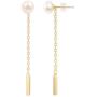 Long Pearl Chain Earrings for Women 18k Gold Chain Cultured Freshwater Baroque Pearl Dangling Earrings Dainty Wedding Jewelry for Bridesmaid Gift