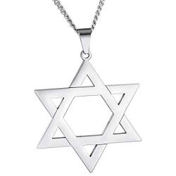 HooAMI Star of David Pendant Necklace Stainless Steel Jewish Jewelry for Men Women Religious