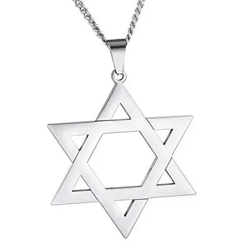 HooAMI Star of David Pendant Necklace Stainless Steel Jewish Jewelry for Men Women Religious