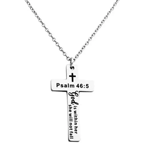 Kaisinse Inspirational Bible Quotes Verse Cross Pendant Necklace Religious Christian Necklace Christian Jewelry Faith Necklace