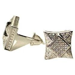 Mens Ladies 14K White Gold Over Silver Lab Diamond Earrings Screw Back Studs Iced Out aretes para hombre - Mens Earrings, Screw Back, Mens Jewelry, Hip hop Earring