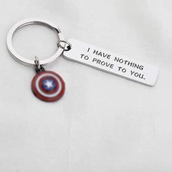 UJIMS Avengers Quotes Keychain Avengers Inspire Gift I Have Nothing to Prove to You Comic Keychain for Avenger Fan BFF Captain America Jewelry