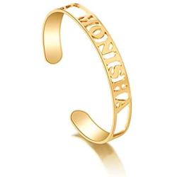 MANZHEN Custom Hollow Name Bangle Personalized Jewelry Gold Silver Roman Numeral Cuff Bracelet
