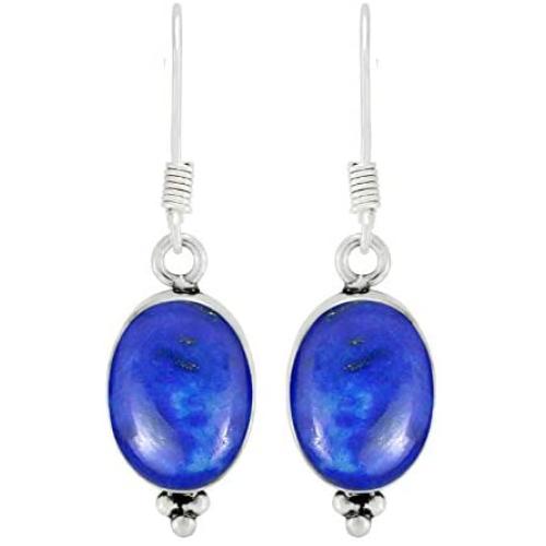 Lapis Earrings 925 Silver Overlay handmade Dangle Earrings