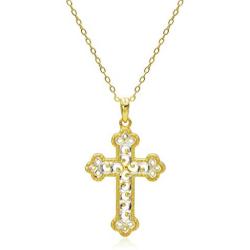 River Island Sterling Silver Diamond-Cut Filigree Cross Pendant Necklace