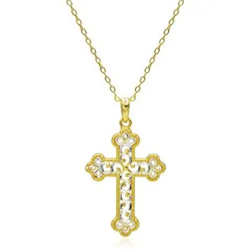 River Island Sterling Silver Diamond-Cut Filigree Cross Pendant Necklace River Island Sterling Silver Diamond-Cut Filigree Cross Pendant Necklace