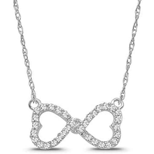 Sterling Silver Diamond Heart infinity Pendant Necklace (1/5 cttw, I-J Color, I2-I3 Clarity), 18''