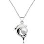 Uloveido Girls Cute White Dolphin Pendant Necklace for Women Silver Color Created Pearl Necklace for Mom Girlfriend Mother Day Birthday Jewelry Gift N1076