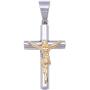 Double Rainbow Jewelry C08-P09 Mens Stainless Steel Gold Silver 2-Tone Jesus Cross Pendant 6mm Cuban Curb Necklace Chain Link