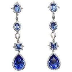 Faship Gorgeous Rhinestone Crystal Dangling Floral Earrings