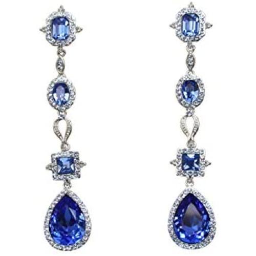 Faship Gorgeous Rhinestone Crystal Dangling Floral Earrings