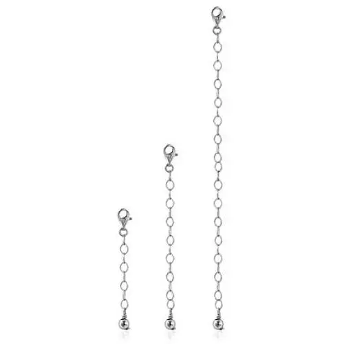 Sea of Ice 3 Pieces Set Sterling Silver Extenders Chain for Necklace Bracelet Anklet, 1'' 2'' and 4'' Sea of Ice 3 Pieces Set Sterling Silver Extenders Chain for Necklace Bracelet Anklet, 1'' 2'' and 4''