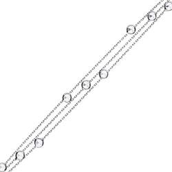 Sterling Silver Layered Bracelet for Women with Round Cut Simulated Diamond