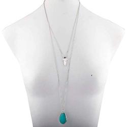 Lux Accessories Womens Stone Teardrop & Arrowhead Double Layered Necklace Set