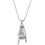 COOLSTEELANDBEYOND Punk Rock Roll, Steel Mens Womens Hand Pendant Necklace, 30 inches Steel Ball Chain