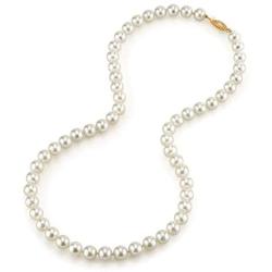 White Japanese Akoya Saltwater Cultured Pearl Necklace for Women in 18 Inch Length with 14K Gold - THE PEARL SOURCE