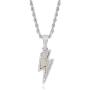 mole Iced Out Bling Lightning Pendant Necklace Full Pave AAA+ Cubic Zirconia Charm Hip Hop Jewelry Gift for Men Women