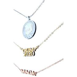 Bobblefingers Set of 3 Donald Trump Necklaces for Women - Jewelry for MAGA Supporters with Charms - Elegant Way to Express Support for The President - 18k Gold-Plated in Yellow, Rose and White Tones