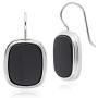 Sterling Silver Black Onyx Square Cushion 16.7x13.3 mm Earrings Art Deco Statement for Women