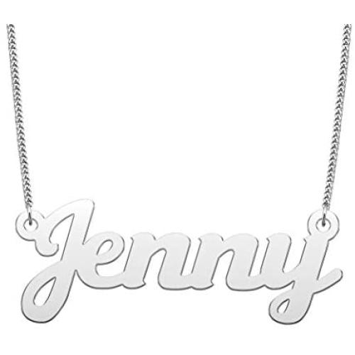 LuxglitterLin Name Necklace Personalized Initial Necklace Stainless Steel Curb Link Chain Jewelry for Women Men