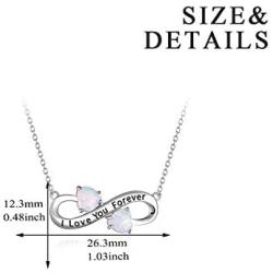 YFN I Love You Forever Sterling Silver Pendant Necklace Birthday Gift Jewelry 18Inch