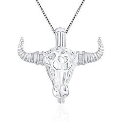 LGSY Bull Cage Pendants for Pearl Jewelry Making Sterling Silver, Design Pearl Cage Pendants for Adorable Gift