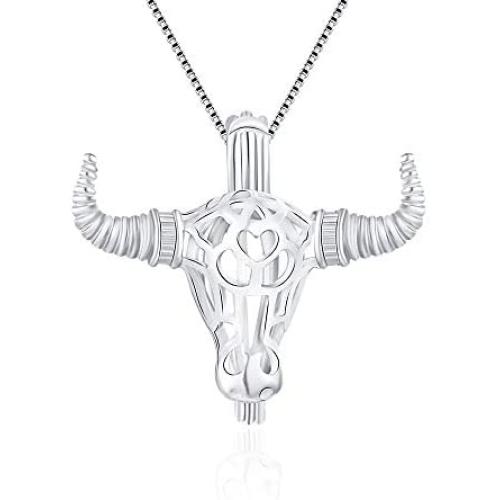 LGSY Bull Cage Pendants for Pearl Jewelry Making Sterling Silver, Design Pearl Cage Pendants for Adorable Gift