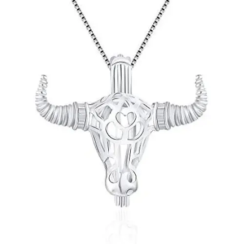 LGSY Bull Cage Pendants for Pearl Jewelry Making Sterling Silver, Design Pearl Cage Pendants for Adorable Gift LGSY Bull Cage Pendants for Pearl Jewelry Making Sterling Silver, Design Pearl Cage Pendants for Adorable Gift