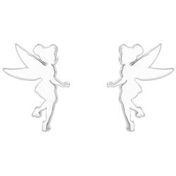 Disney Tinkerbell Sterling Silver Fairy Silhouette Stud Earrings