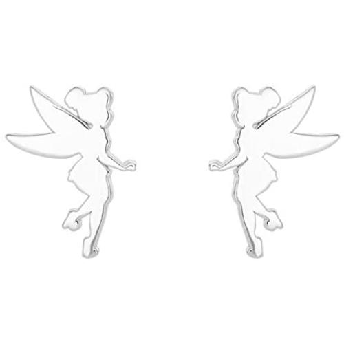 Disney Tinkerbell Sterling Silver Fairy Silhouette Stud Earrings