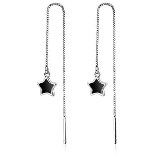 Frchalleretour Pearl Drop Stainless Steel Curved Threader Earrings for Professional Woman Pearl-Fringed Drop Dangle Tassel Chain Earrings Set Lightweight Hoop Dangle Tassel Earrings