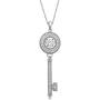 Jewelili Sterling Silver 6mm Cubic Zirconia Dancing Key Pendant Necklace, 18'' Rolo Chain