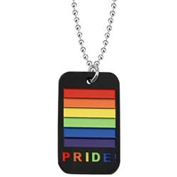 CENWA LGBT Gay Pride Rainbow Dog Tag Necklace Keychain LGBT Lesbian Jewelry Gift for Men Women